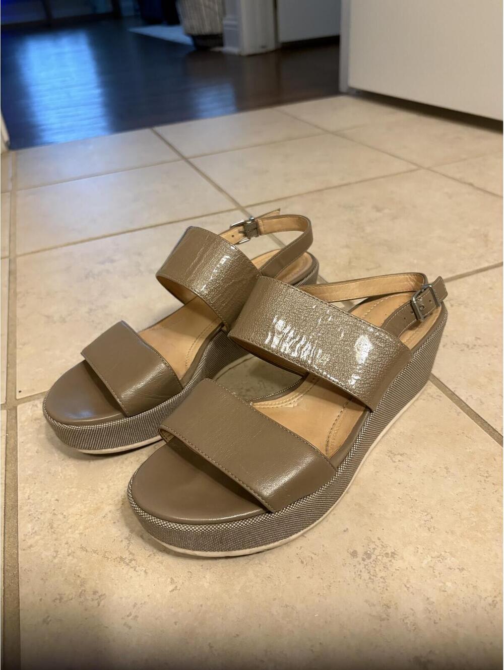 Size 7 Nurture Taupe Wedge Sandals Women's Platform Slingback Sandals